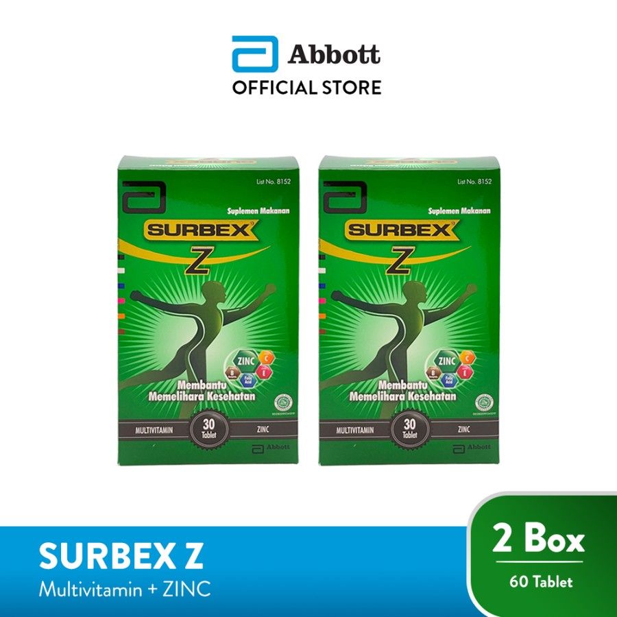 Abbott [Twin Pack] Surbex Z box 30 tab - Multivitamin Lengkap & ZINC - 1
