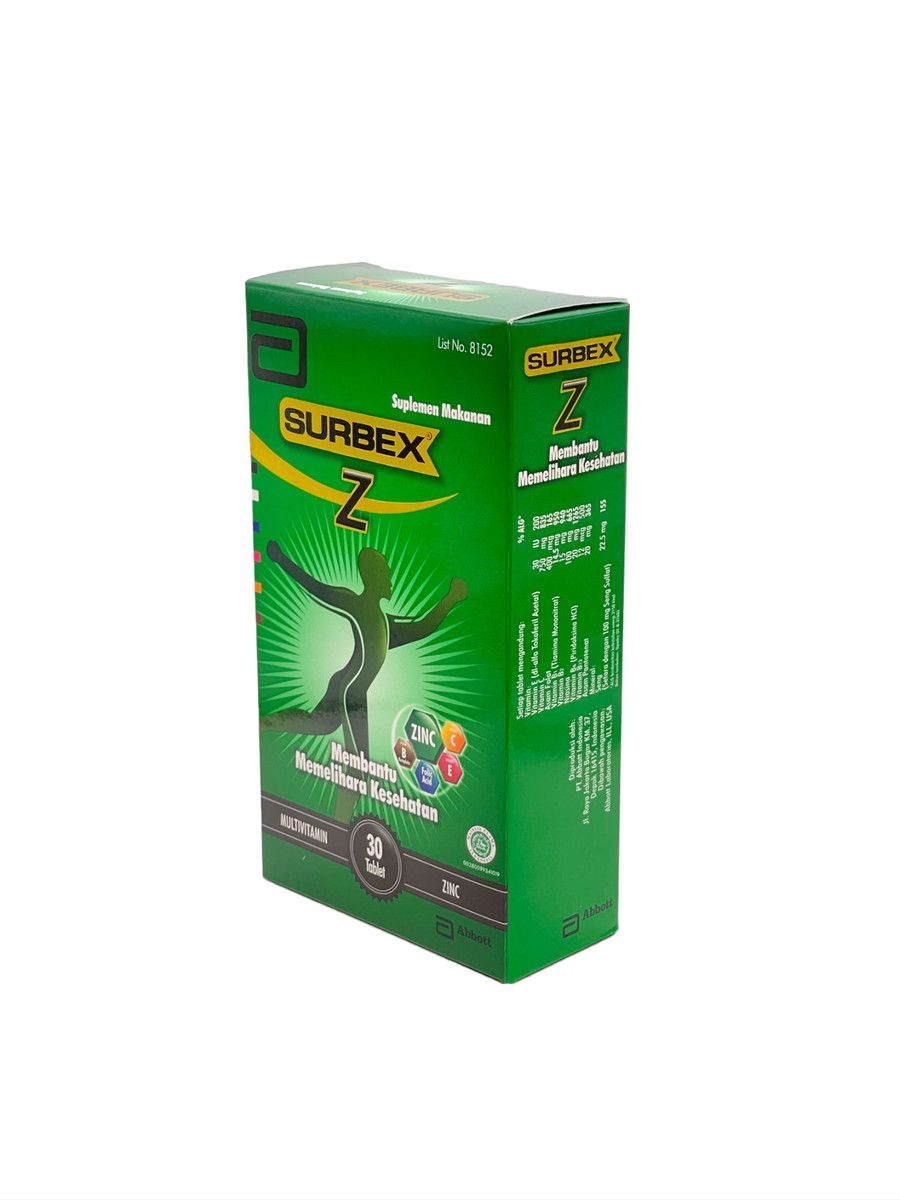 Abbott [Twin Pack] Surbex Z box 30 tab - Multivitamin Lengkap & ZINC - 5