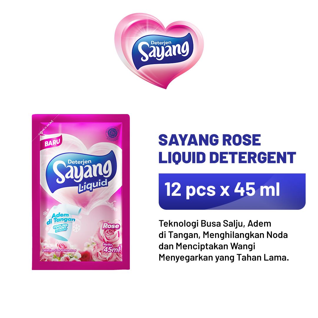 Sayang Rose Liquid Detergent 45 ml x 12 Sachet - 1