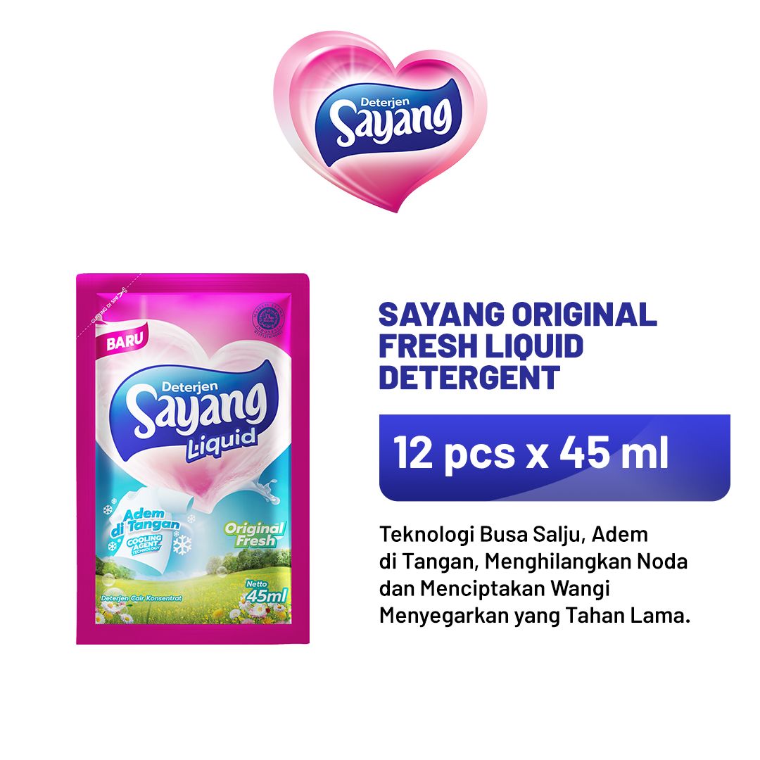 Sayang Original Fresh Liquid Detergent 45 ml x 12 Sachet - 1