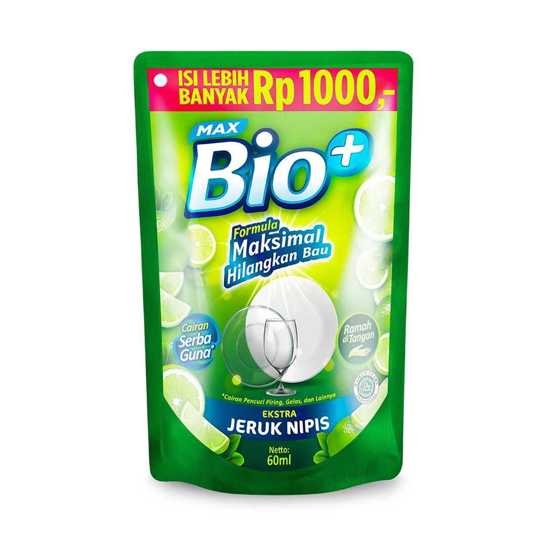 Bio+ Sabun Cuci Piring Jeruk Nipis Anti Bakteri Pouch 50 ml - 2
