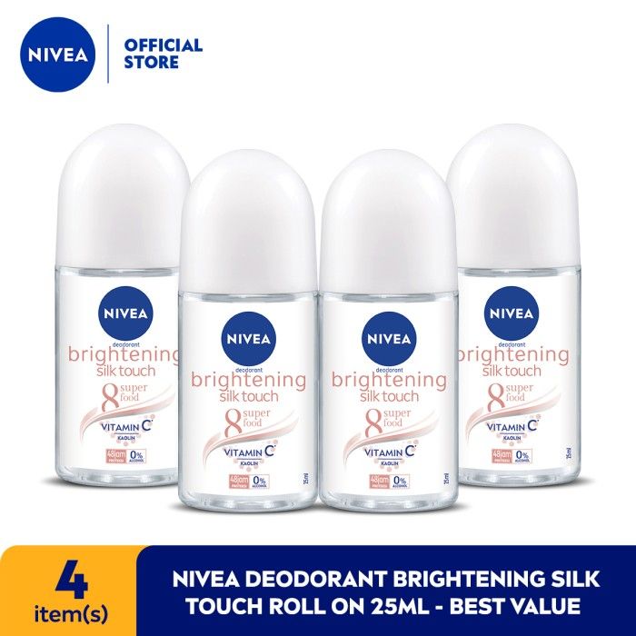 NIVEA Deodorant Brightening Silk Touch Roll On 25ml - Best Value - 1