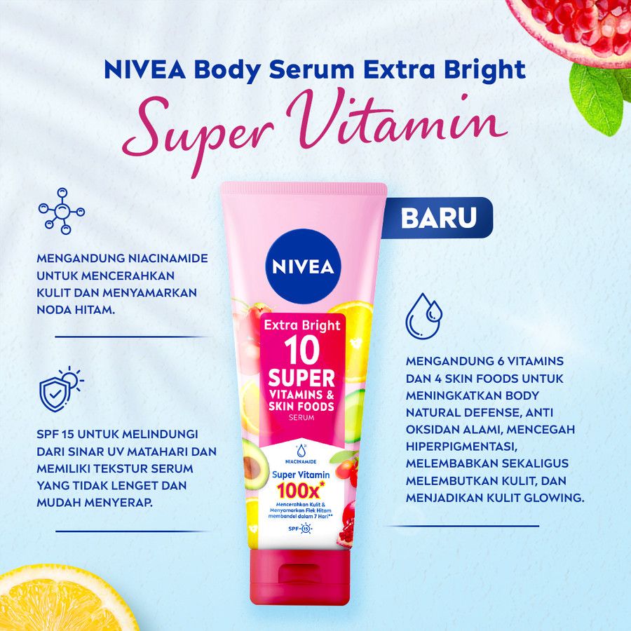 NIVEA Extra Bright 10 Super Vitamins & Skin Food Serum 180ml Twinpack - 5