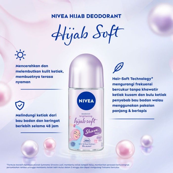 NIVEA Hijab Soft Shaveless Deodorant Roll On 50ml - Twin Pack - 4