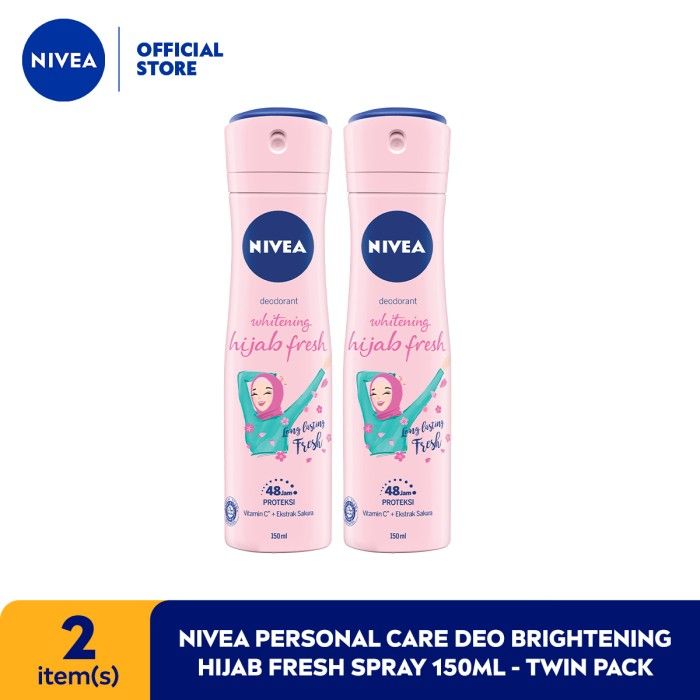 NIVEA Personal Care Deo Whitening Hijab Fresh Spray 150ml - Twin Pack - 1