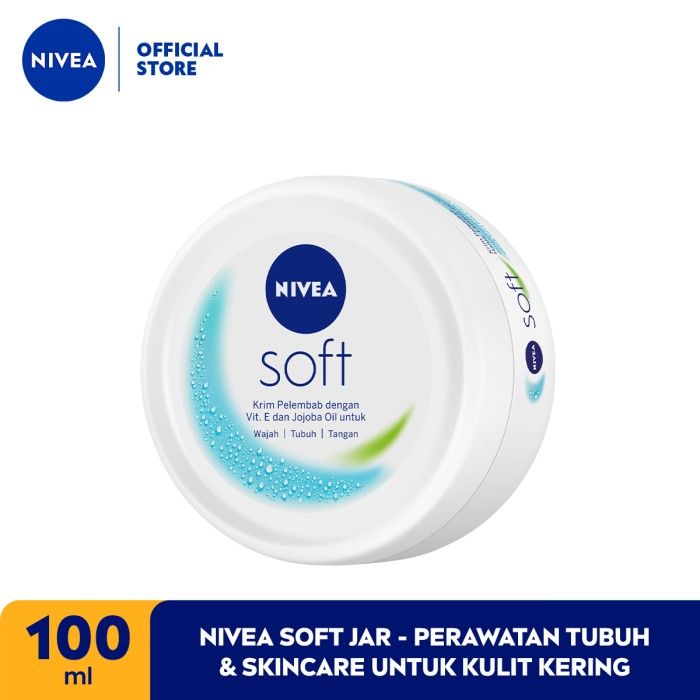 NIVEA Soft Jar 100ml - Perawatan Tubuh & Skincare Untuk Kulit Kering - 1