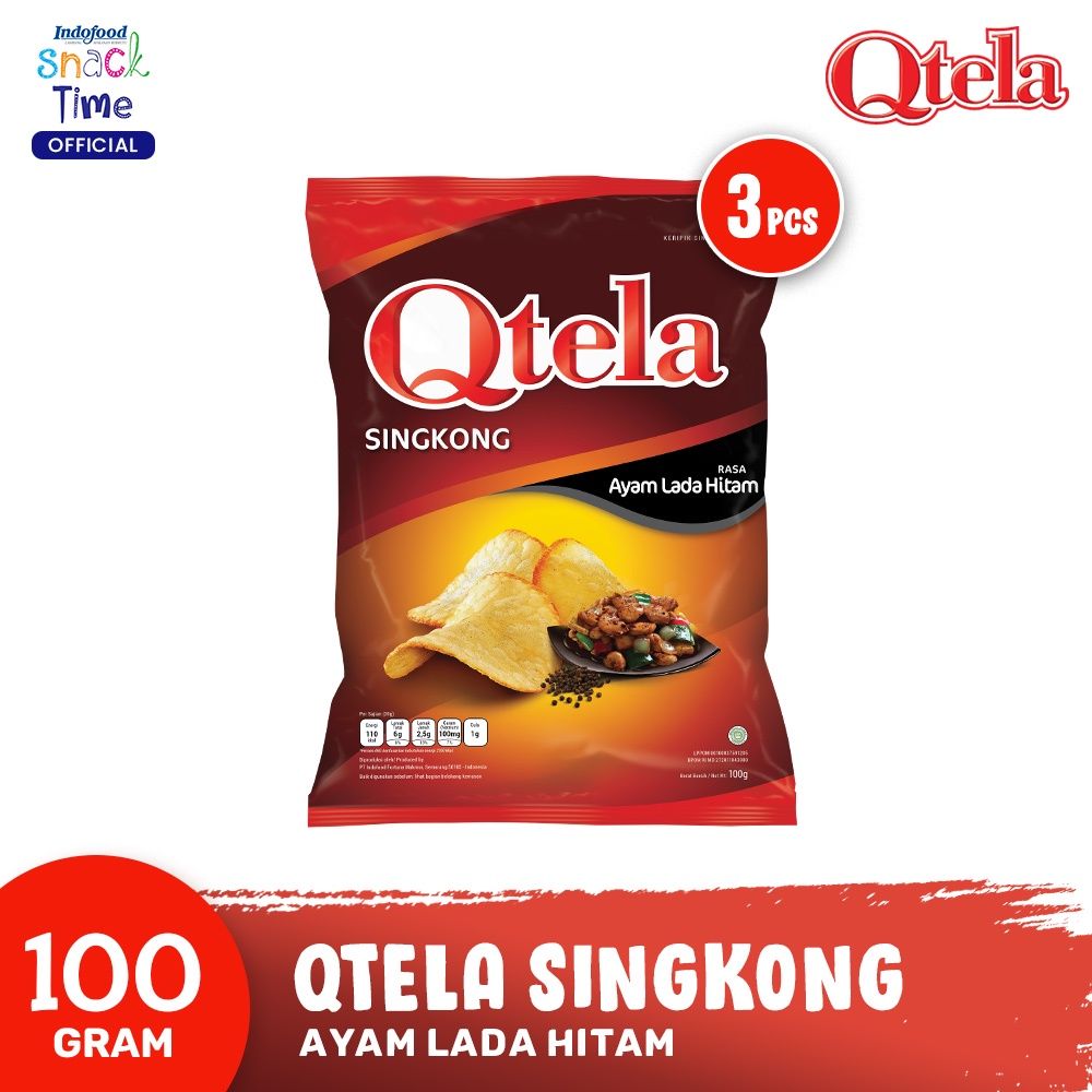 Qtela Singkong Ayam Lada Hitam 100 Gr - 3 Pcs - 1