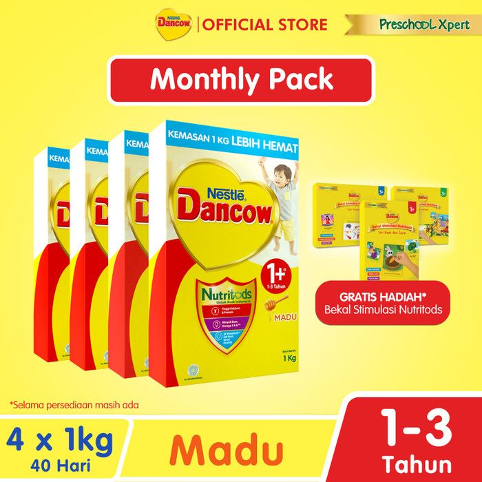 Nestle DANCOW 1+ Madu Susu 1-3 Tahun 1Kg x 4 - Free 3D Box - 2