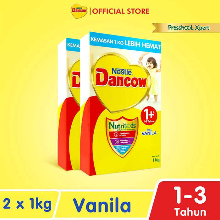 Nestle DANCOW 1+ Vanila Susu Anak 1-3 Tahun Box 1Kg x 2pcs - 2