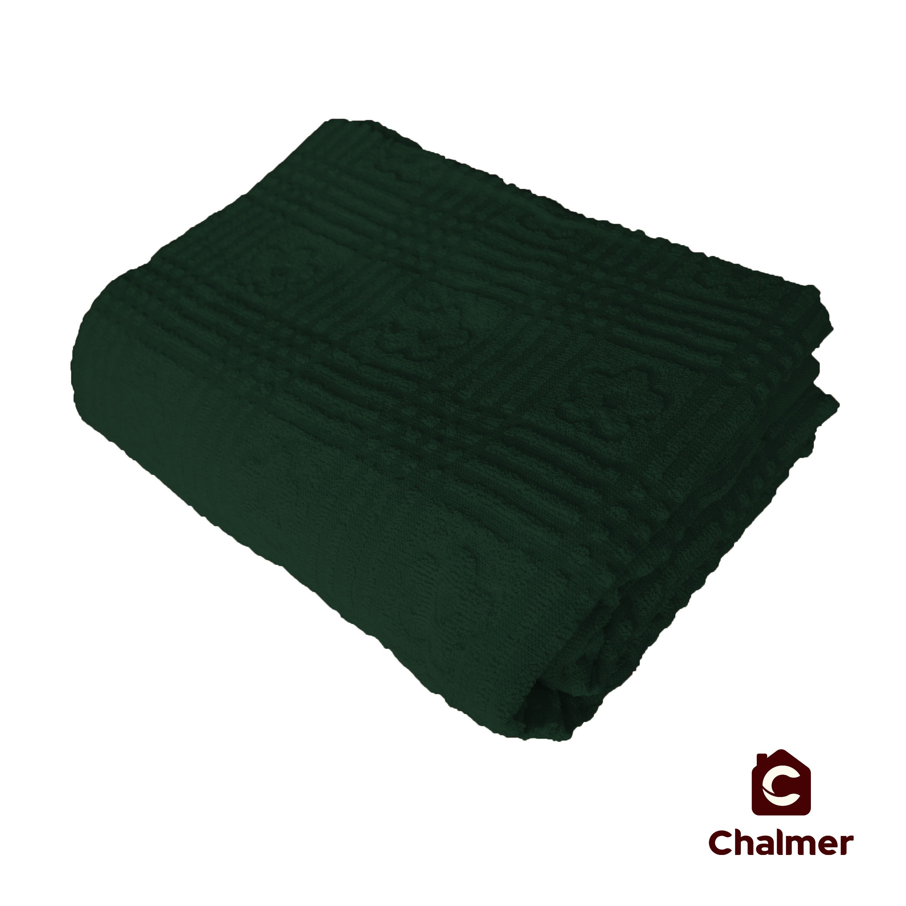 Selimut Katun Merek Chalmer Ukuran 145x200 Terry Cloth Towel Blanket - Dark Green - 1