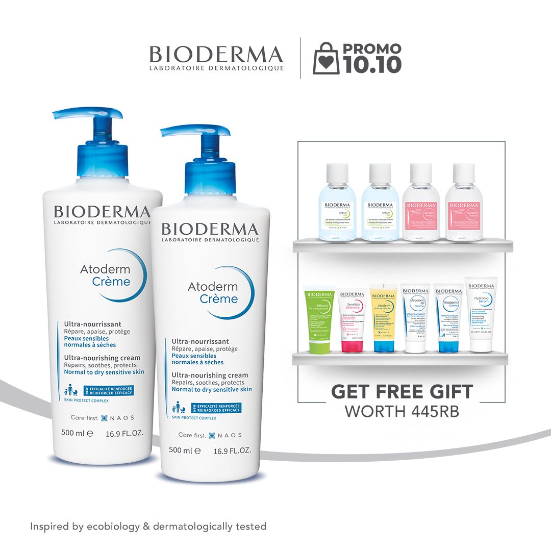 [FREE 10 Pcs Gift] Bioderma Atoderm Crème 500 ml Twin Pack - 1