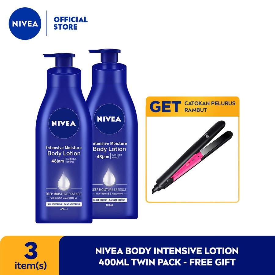 NIVEA Body Intensive Lotion 400ml Twin Pack - FREE Gift - 1