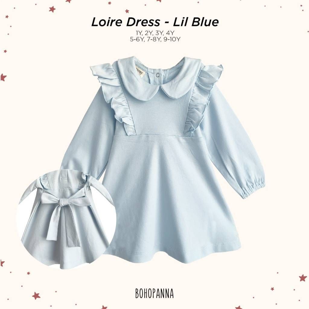 BOHOPANNA - LOIRE DRESS - LIL BLUE 2Y - DRESS ANAK PEREMPUAN - 1