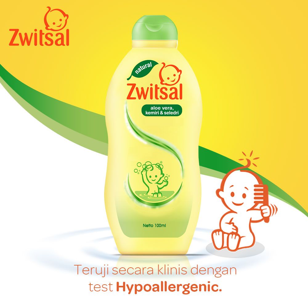 Zwitsal Natural  Twin Pack Baby Shampoo Aloe Vera Tub 100ml - 4