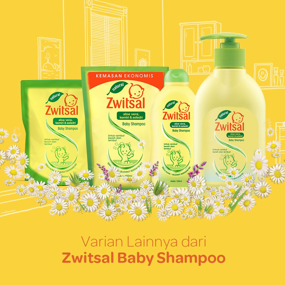 Zwitsal Natural  Twin Pack Baby Shampoo Aloe Vera Tub 100ml - 9