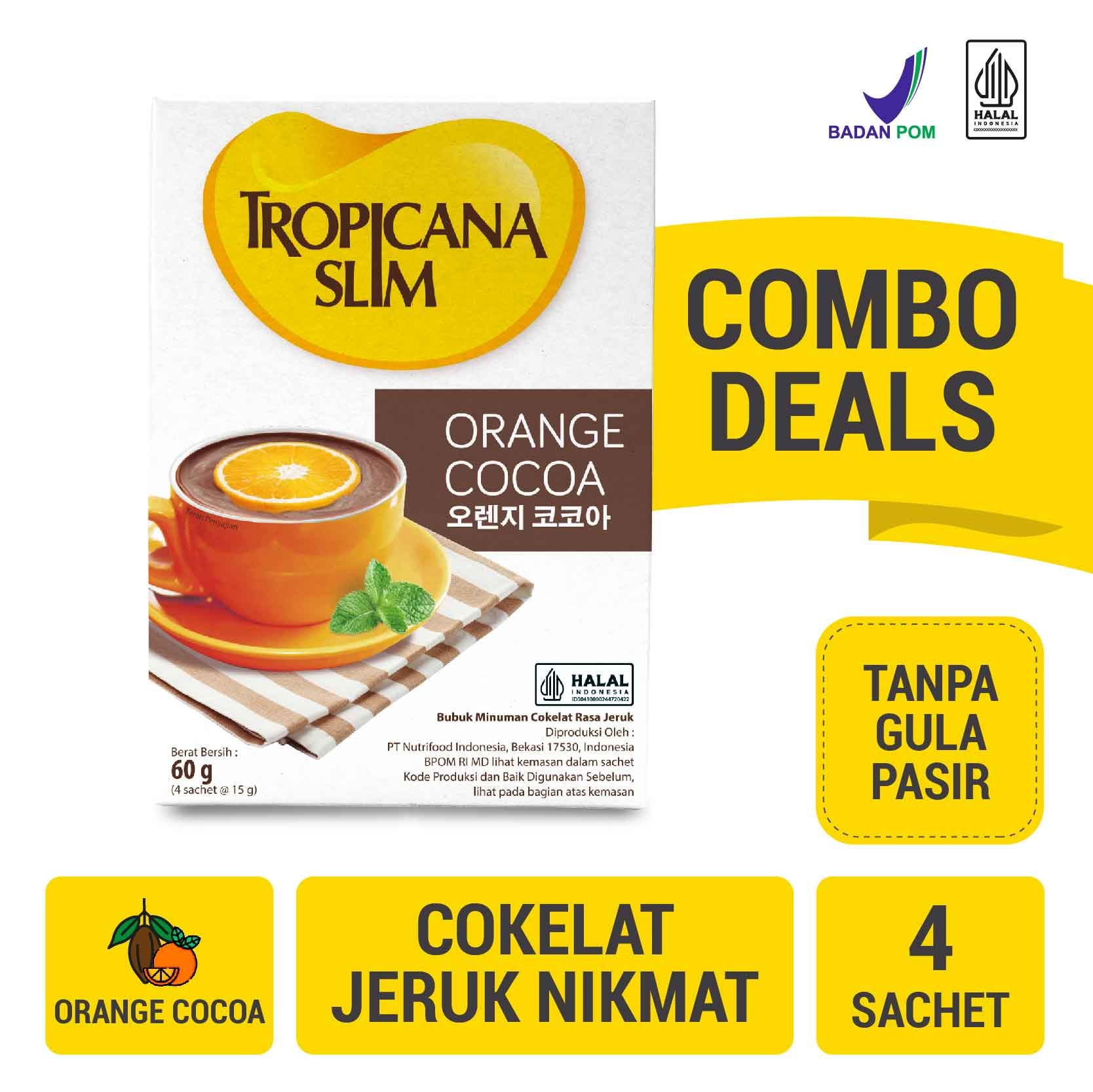 Twin Pack - Tropicana Slim Orange Cocoa 4 Sachet - Minuman Cokelat Jeruk Nikmat Tanpa Gula Pasir | 2T00803164P2 - 1