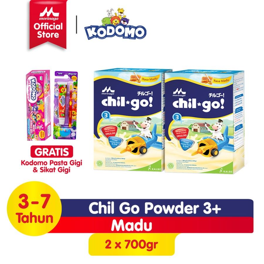 Chilgo Powder 3+ Madu 700g 2pcs Free Kodomo Pasta Gigi & Sikat Gigi - 1