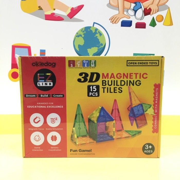 Mainan Edukasi Anak - Okiedog Ez Link 3D Magnetic Building/15Pcs Cj-1357614 - 1