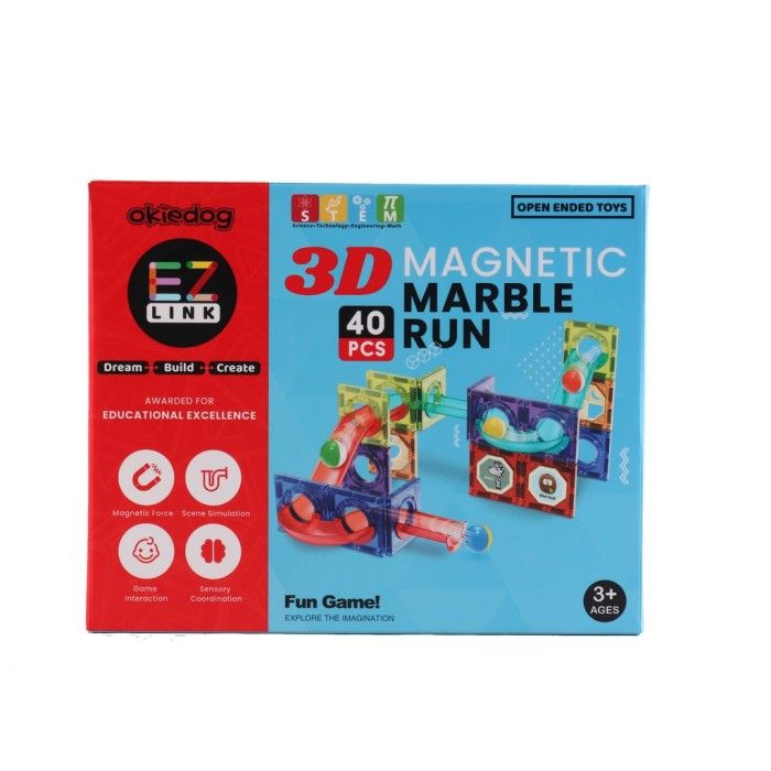 Mainan Edukasi Anak - Okiedog Ez Link 3D Magnetic Marble Run/40Pcs Cj-1544050 - 1