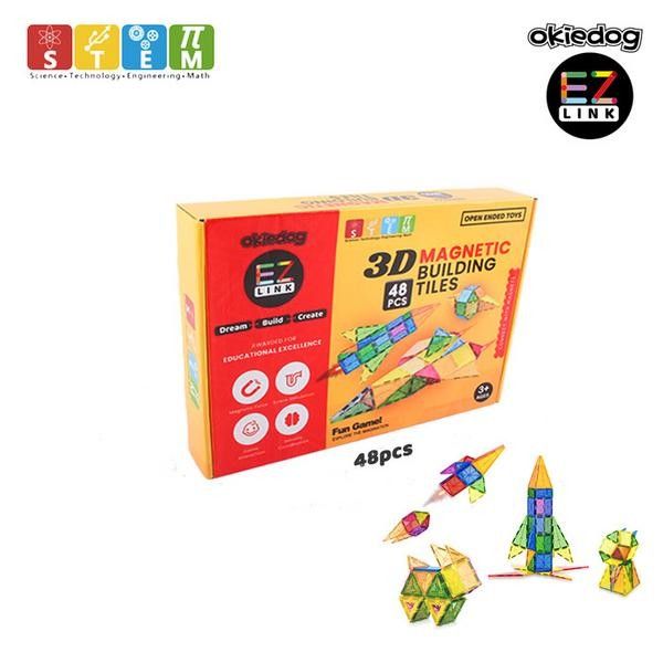 Mainan Edukasi Anak - Okiedog Ez Link 3D Magnetic Building Tiles/48Pcs Cj-1357620 - 2