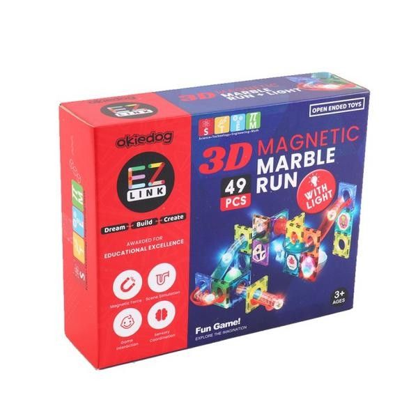 Mainan Edukasi Anak - Okiedog Ez Link 3D Magnetic Marble Run With Light/49Pcs Cj-1544054 - 2