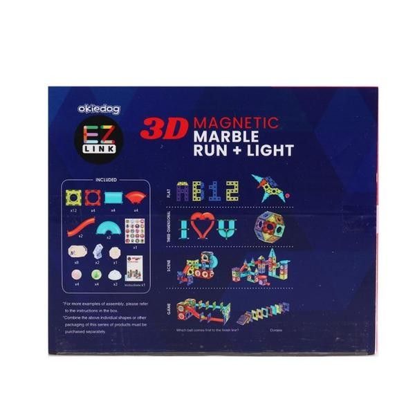 Mainan Edukasi Anak - Okiedog Ez Link 3D Magnetic Marble Run With Light/75Pcs Cj-1544055 - 2