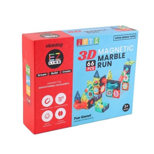 Mainan Edukasi Anak - Okiedog Ez Link 3D Magnetic Marble Run/66Pcs Cj-1544051 - 2