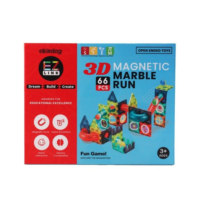 Mainan Edukasi Anak - Okiedog Ez Link 3D Magnetic Marble Run/66Pcs Cj-1544051 - 1