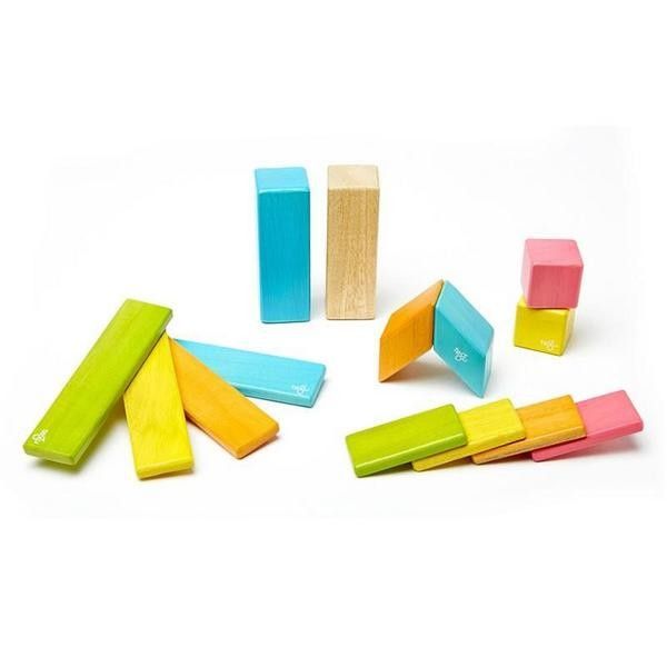 Mainan Konstruksi Anak - Tegu: Magnetic Wooden Blocks - 14 Piece Set Tints - 3