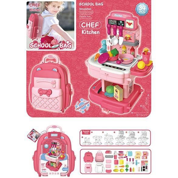 Mainan Playsets - Playfun School Bag - Kitchen Hw20049682 - 2