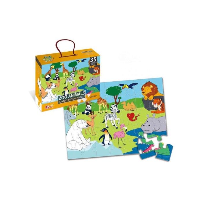 Mainan Puzzle - Playfun Zoo Animals Puzzle 35Pcs Hwa1369816 - 1