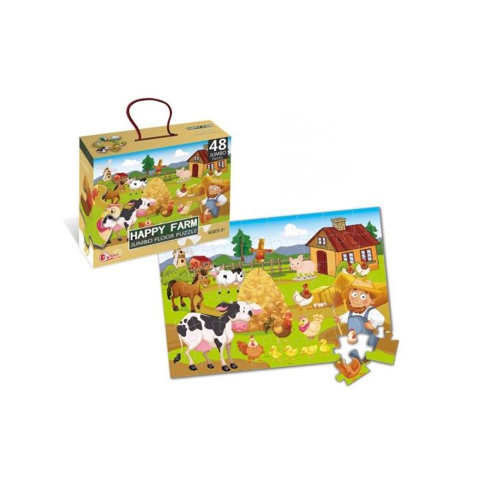 Mainan Puzzle - Playfun Happy Farm Jumbo Floor Puzzle,48Pcs Hwa1369822 - 1