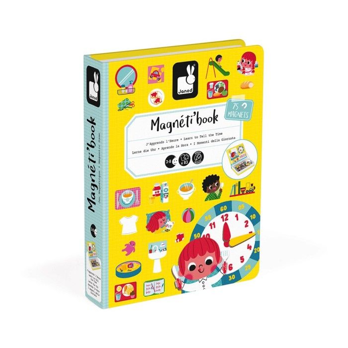 Mainan Puzzle - Janod Magnetic Book - Learn To Tell The Time - 1