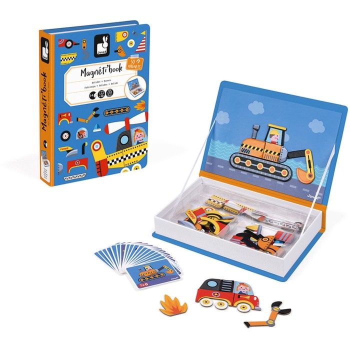 Mainan Puzzle - Janod Magnetic Book - Racers - 1