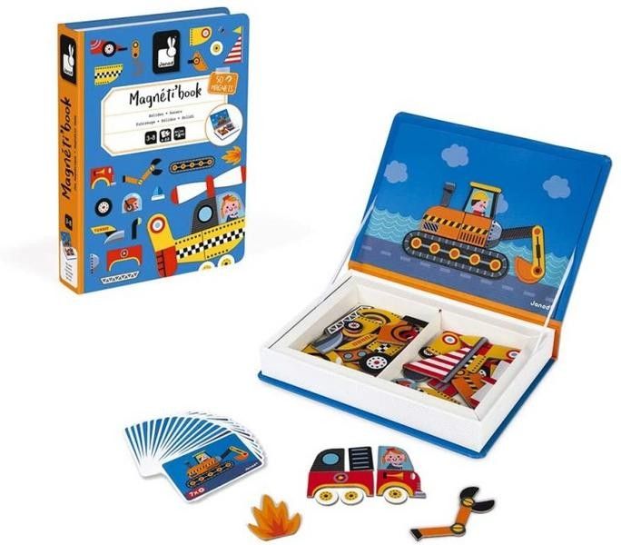 Mainan Puzzle - Janod Magnetic Book - Racers - 2