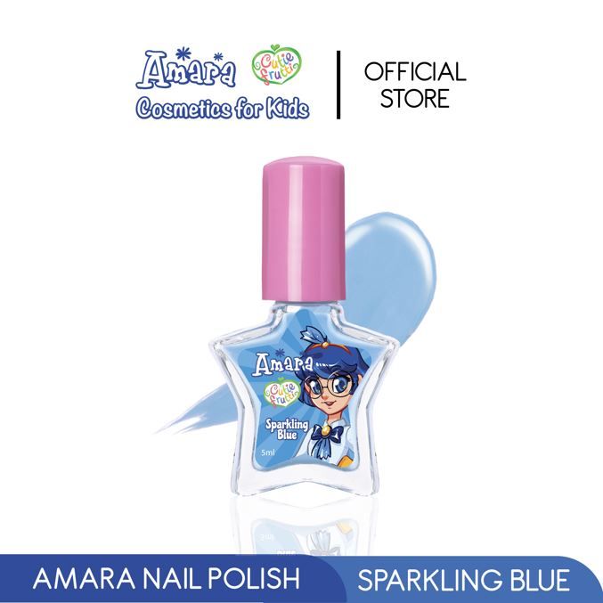 Amara Nail Polish Sparkling Blue /Kutek anak aman berBPPOM/Nail polish Peeloff/kutek mudah dilepas - 2