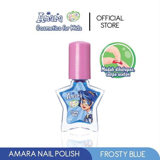 Amara Nail Polish Frosty Blue/ Kutek anak aman berBPPOM / Nail polish Peel off / kutek mudah dilepas - 1