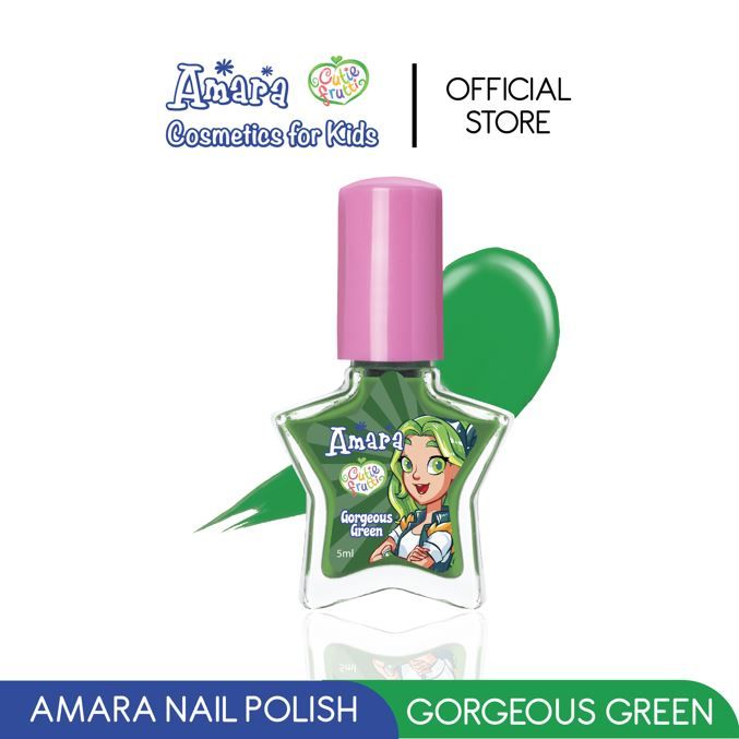 Amara Nail Polish Gorgeous Green /Kutek anak aman berBPPOM/Nail polish Peeloff/kutek mudah dilepas - 2