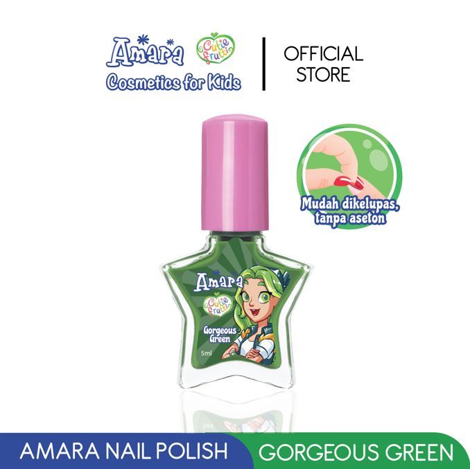 Amara Nail Polish Gorgeous Green /Kutek anak aman berBPPOM/Nail polish Peeloff/kutek mudah dilepas - 1