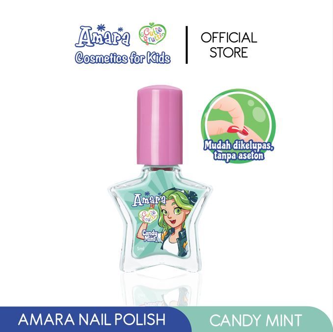 Amara Nail Polish Candy Mint / Kutek anak aman berBPPOM / Nail polish Peel off / kutek mudah dilepas - 1