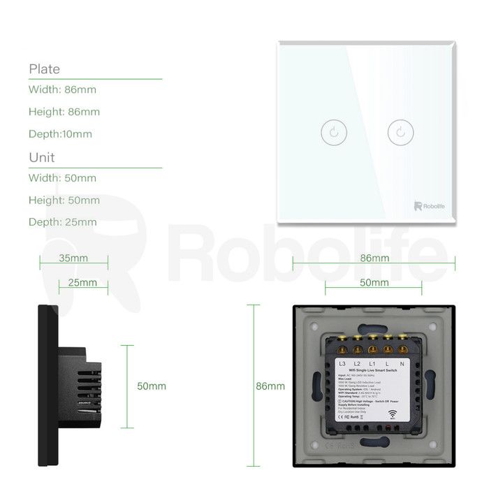 Robolife Smart Switch/ Saklar Pintar 2G tanpa Kabel Netral - 2