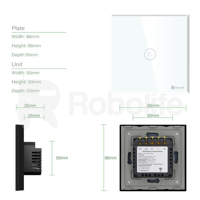 Robolife Smart Switch/ Saklar Pintar 1G tanpa Kabel Netral - 2