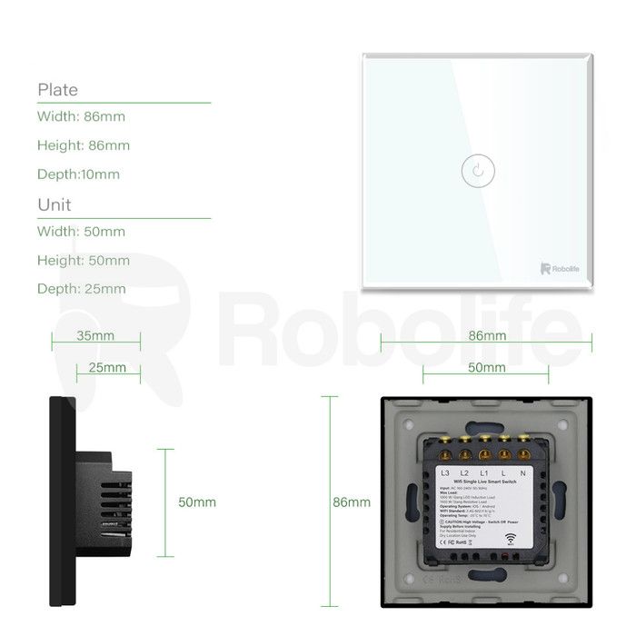 Robolife Smart Switch/ Saklar Pintar 1G dengan Kabel Netral - 2