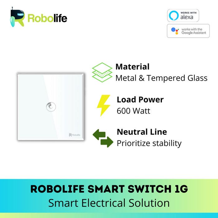 Robolife Smart Switch/ Saklar Pintar 1G dengan Kabel Netral - 3