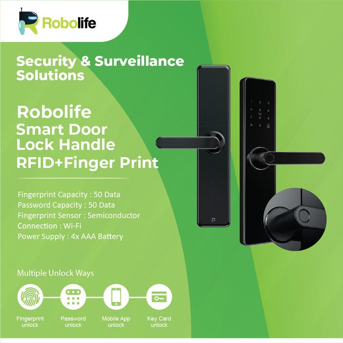 Robolife Smart Door Lock Handle RFID+Finger Print - 2