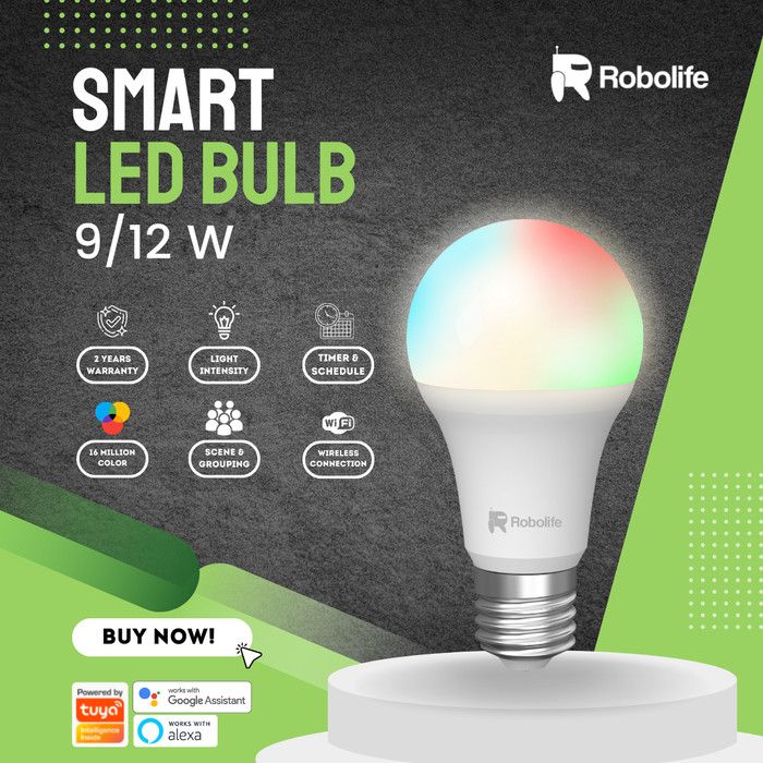 Robolife Smart LED Bulb 9W RGB+CCT+Dimming Lampu Pintar LED - 1