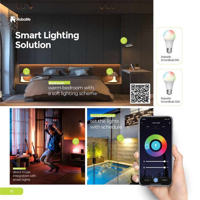Robolife Smart LED Bulb 9W RGB+CCT+Dimming Lampu Pintar LED - 3