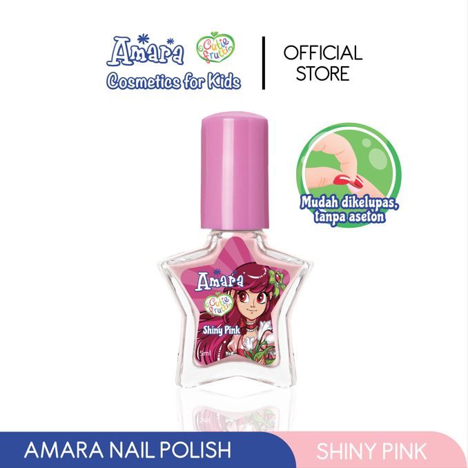 Amara Nail Polish Shiny Pink / Kutek anak aman berBPPOM / Nail polish Peel off / kutek mudah dilepas - 1