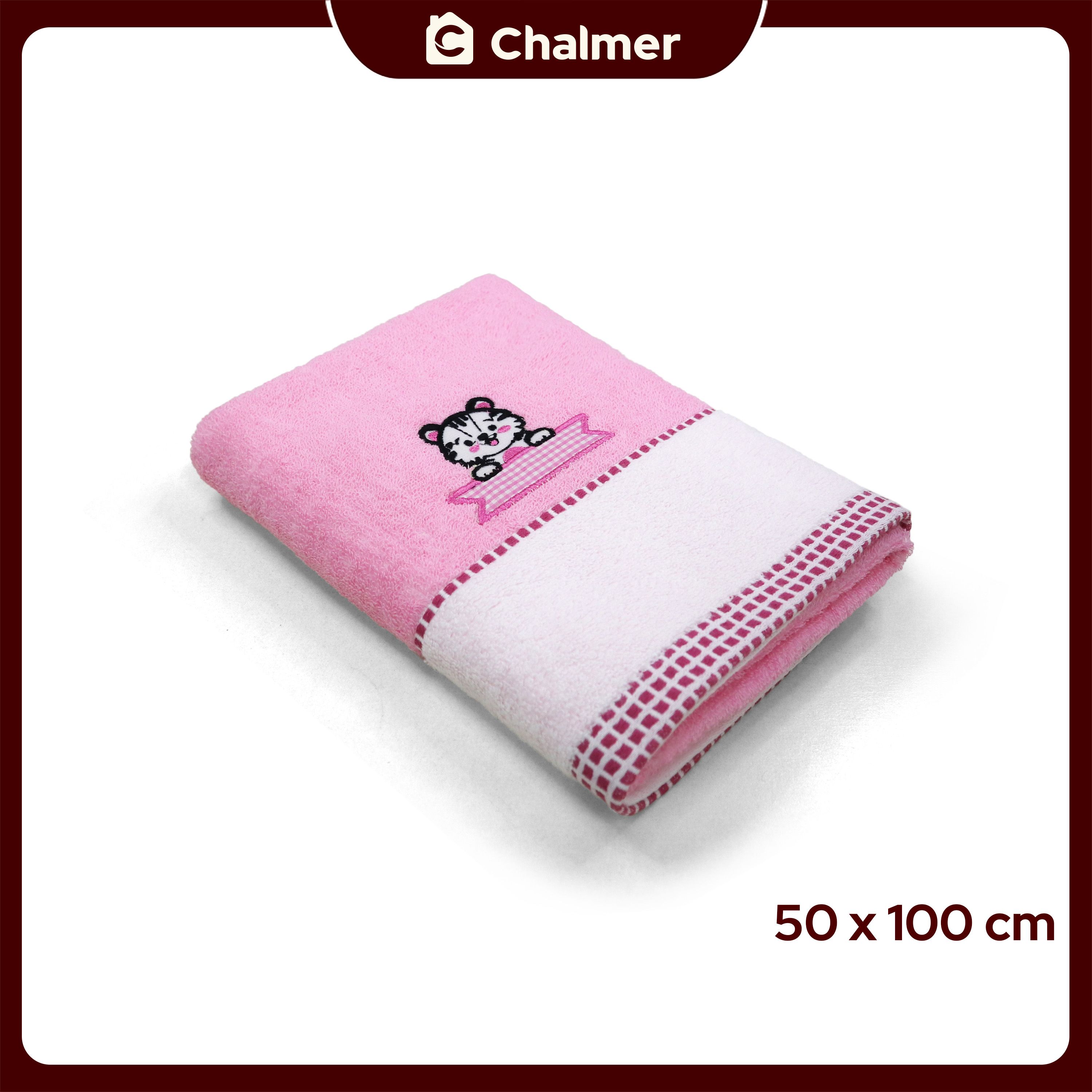 Handuk Bayi Chalmer 50 x 100 cm Motif 100% Katun - Baby Kucing Pink - 1