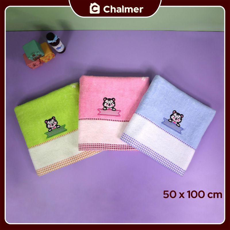 Handuk Bayi Chalmer 50 x 100 cm Motif 100% Katun - Baby Kucing Pink - 3